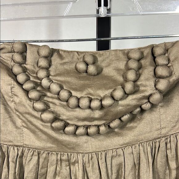 GAP Tan Embellished Tiered Mini Off the Shoulder Dress - Picture 3 of 7